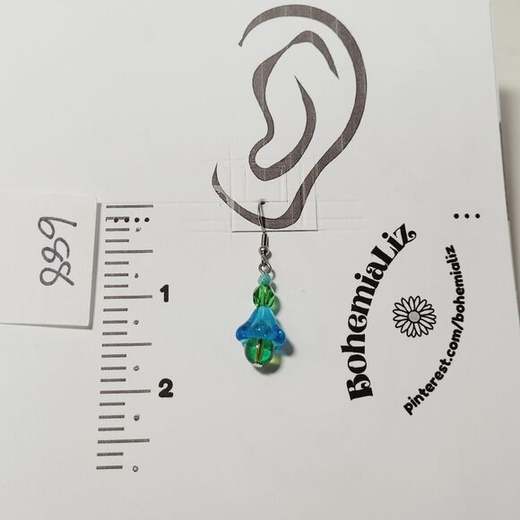 NEW BOHEMIALIZ earrings 688grnblu#mfs Green Czech flower dangle earrings fairy e - Picture 3 of 5